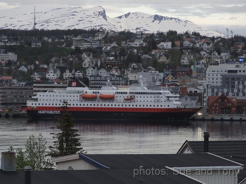 day 8 breakfast at nordkap 0138.jpg - looking across the fjord to tehy Richard With